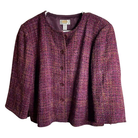Talbots Jackets & Blazers - Talbots Tweed Jacket Blazer Purple 5 Button size 12 P Petites Career
